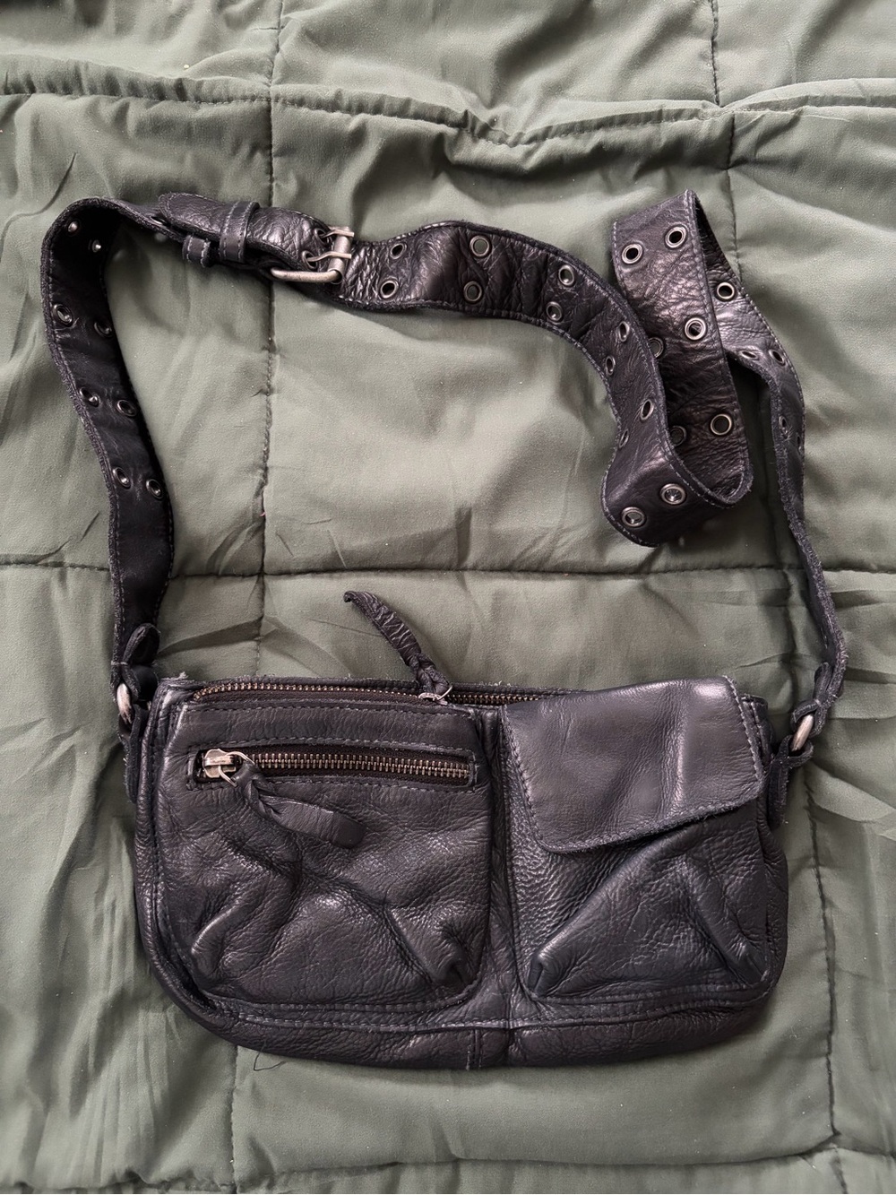 Free People Wade Black Leather Sling bag